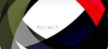 Geometrik soyut arkaplan. Üst üste binen renk şekilleriyle çember oluşturuldu. Duvar Kağıdı, Sancak, Arkaplan, İniş Sayfası için Vektör İllüstrasyonu