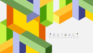 Soyut arkaplan. 3 boyutlu küp, küp elementler ve bloklar. Duvar kağıdı, afiş, arkaplan, iniş sayfası için tekno veya iş konsepti