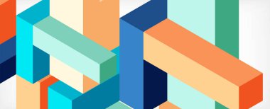 Soyut arkaplan. 3 boyutlu küp, küp elementler ve bloklar. Duvar kağıdı, afiş, arkaplan, iniş sayfası için tekno veya iş konsepti