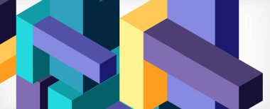 Soyut arkaplan. 3 boyutlu küp, küp elementler ve bloklar. Duvar kağıdı, afiş, arkaplan, iniş sayfası için tekno veya iş konsepti