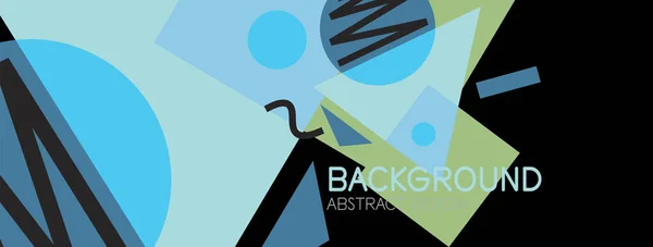 Abstracte achtergrond. Blokken, lijnen, driehoeken, cirkels samenstelling. Techno of business concept voor behang, banner, achtergrond, landing page — Stockvector