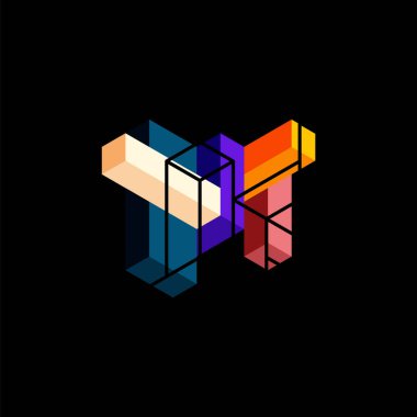 Soyut arkaplan. 3 boyutlu küp, küp elementler ve bloklar. Duvar kağıdı, afiş, arkaplan, iniş sayfası için tekno veya iş konsepti