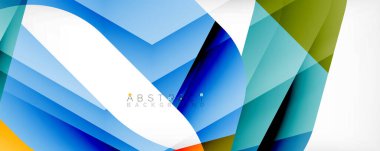 Geometrik soyut arkaplan - beyaz üzerine çok renkli soyut şekiller. Duvar Kağıdı, Sancak, Arkaplan, İniş Sayfası için Vektör İllüstrasyonu