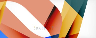 Geometrik soyut arkaplan - beyaz üzerine çok renkli soyut şekiller. Duvar Kağıdı, Sancak, Arkaplan, İniş Sayfası için Vektör İllüstrasyonu