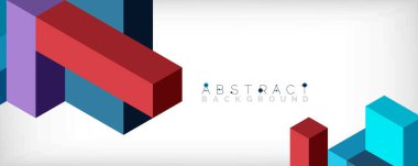 Soyut arkaplan. 3 boyutlu küp, küp elementler ve bloklar. Duvar kağıdı, afiş, arkaplan, iniş sayfası için tekno veya iş konsepti