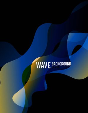 Dikey akışkan eğimli dalga soyut arkaplanı. Karanlıkta parlak renk dalgaları. Duvar Kağıdı, Sancak, Arkaplan, İniş Sayfası için Vektör İllüstrasyonu