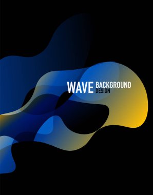 Dikey akışkan eğimli dalga soyut arkaplanı. Karanlıkta parlak renk dalgaları. Duvar Kağıdı, Sancak, Arkaplan, İniş Sayfası için Vektör İllüstrasyonu