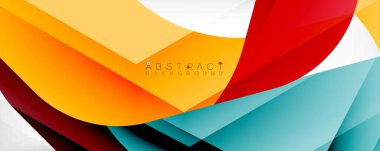 Geometrik soyut arkaplan - beyaz üzerine çok renkli soyut şekiller. Duvar Kağıdı, Sancak, Arkaplan, İniş Sayfası için Vektör İllüstrasyonu