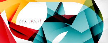 Geometrik soyut arkaplan - beyaz üzerine çok renkli soyut şekiller. Duvar Kağıdı, Sancak, Arkaplan, İniş Sayfası için Vektör İllüstrasyonu