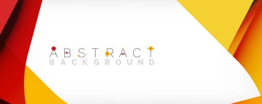 Asgari soyut arkaplan - beyaz üzerine gölge çizgileri ile örtüşen renk şekilleri. Duvar Kağıdı, Sancak, Arkaplan, İniş Sayfası için Vektör İllüstrasyonu