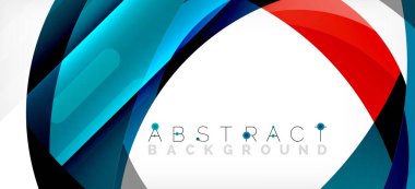 Geometrik soyut arkaplan. Üst üste binen renk şekilleriyle çember oluşturuldu. Duvar Kağıdı, Sancak, Arkaplan, İniş Sayfası için Vektör İllüstrasyonu