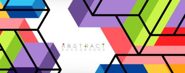 Soyut arkaplan. 3 boyutlu küp, küp elementler ve bloklar. Duvar kağıdı, afiş, arkaplan, iniş sayfası için tekno veya iş konsepti