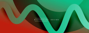 Gölge efektli dalga çizgisi olan soyut gradyan arkaplan. Geometrik bileşim. 3B gölge efektleri ve sıvı eğimleri