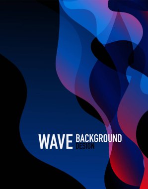 Dikey akışkan eğimli dalga soyut arkaplanı. Karanlıkta parlak renk dalgaları. Duvar Kağıdı, Sancak, Arkaplan, İniş Sayfası için Vektör İllüstrasyonu