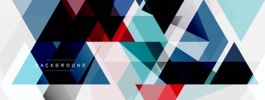 Mozaik üçgenler geometrik arkaplan. Tekno veya iş konsepti, duvar kağıdı, afiş, arkaplan, iniş sayfası deseni