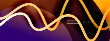 Gölge efektli dalga çizgisi olan soyut gradyan arkaplan. Geometrik bileşim. 3B gölge efektleri ve sıvı eğimleri