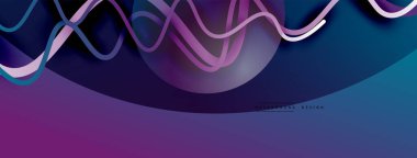 Gölge efektli dalga çizgisi olan soyut gradyan arkaplan. Geometrik bileşim. 3B gölge efektleri ve sıvı eğimleri