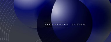 Gölgeli gradyan daireler. Vektör tekno soyut arka plan. Modern üstüste bindirme formları duvar kağıdı arkaplanı, tasarım şablonu