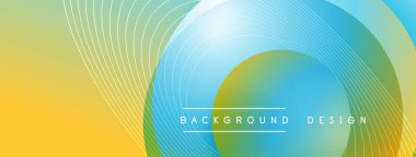 Gölgeli gradyan daireler. Vektör tekno soyut arka plan. Modern üstüste bindirme formları duvar kağıdı arkaplanı, tasarım şablonu