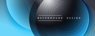 Gölgeli gradyan daireler. Vektör tekno soyut arka plan. Modern üstüste bindirme formları duvar kağıdı arkaplanı, tasarım şablonu