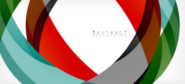 Geometrik soyut arkaplan. Üst üste binen renk şekilleriyle çember oluşturuldu. Duvar Kağıdı, Sancak, Arkaplan, İniş Sayfası için Vektör İllüstrasyonu