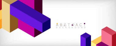 Soyut arkaplan. 3 boyutlu küp, küp elementler ve bloklar. Duvar kağıdı, afiş, arkaplan, iniş sayfası için tekno veya iş konsepti