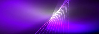 Parlak ışık dalga çizgisi parçacıkları olan parlak bir arkaplan. Duvar kağıdı arkaplanı, iş ve teknoloji sunumları için tasarım şablonları, İnternet posterleri veya web broşürü kapakları