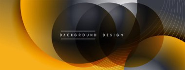 Gölgeli gradyan daireler. Vektör tekno soyut arka plan. Modern üstüste bindirme formları duvar kağıdı arkaplanı, tasarım şablonu