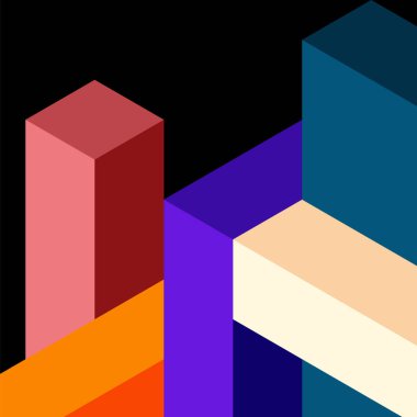 Soyut arkaplan. 3 boyutlu küp, küp elementler ve bloklar. Duvar kağıdı, afiş, arkaplan, iniş sayfası için tekno veya iş konsepti