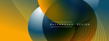 Gölgeli gradyan daireler. Vektör tekno soyut arka plan. Modern üstüste bindirme formları duvar kağıdı arkaplanı, tasarım şablonu