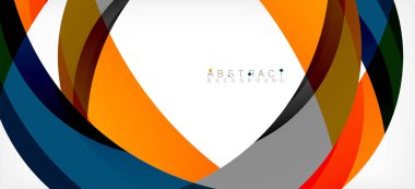 Geometrik soyut arkaplan. Üst üste binen renk şekilleriyle çember oluşturuldu. Duvar Kağıdı, Sancak, Arkaplan, İniş Sayfası için Vektör İllüstrasyonu