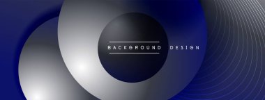 Gölgeli gradyan daireler. Vektör tekno soyut arka plan. Modern üstüste bindirme formları duvar kağıdı arkaplanı, tasarım şablonu