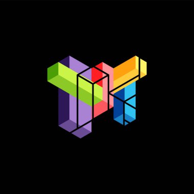 Soyut arkaplan. 3 boyutlu küp, küp elementler ve bloklar. Duvar kağıdı, afiş, arkaplan, iniş sayfası için tekno veya iş konsepti