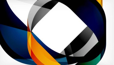 Üst üste binen dalgalarla soyut kare şekil, minimum geometrik arkaplan. Duvar Kağıdı, Sancak, Arkaplan, İniş Sayfası için Vektör İllüstrasyonu