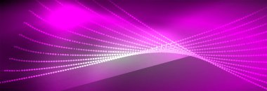 Parlak ışık dalga çizgisi parçacıkları olan parlak bir arkaplan. Duvar kağıdı arkaplanı, iş ve teknoloji sunumları için tasarım şablonları, İnternet posterleri veya web broşürü kapakları