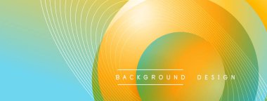 Gölgeli gradyan daireler. Vektör tekno soyut arka plan. Modern üstüste bindirme formları duvar kağıdı arkaplanı, tasarım şablonu