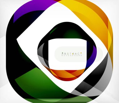 Üst üste binen dalgalarla soyut kare şekil, minimum geometrik arkaplan. Duvar Kağıdı, Sancak, Arkaplan, İniş Sayfası için Vektör İllüstrasyonu