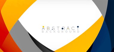 Geometrik soyut arkaplan. Üst üste binen renk şekilleriyle çember oluşturuldu. Duvar Kağıdı, Sancak, Arkaplan, İniş Sayfası için Vektör İllüstrasyonu