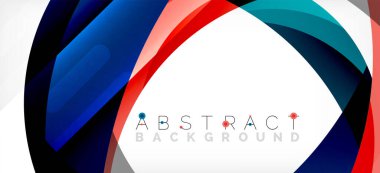 Geometrik soyut arkaplan. Üst üste binen renk şekilleriyle çember oluşturuldu. Duvar Kağıdı, Sancak, Arkaplan, İniş Sayfası için Vektör İllüstrasyonu