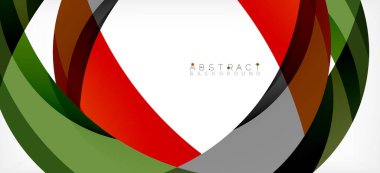 Geometrik soyut arkaplan. Üst üste binen renk şekilleriyle çember oluşturuldu. Duvar Kağıdı, Sancak, Arkaplan, İniş Sayfası için Vektör İllüstrasyonu