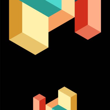 Soyut arkaplan. 3 boyutlu küp, küp elementler ve bloklar. Duvar kağıdı, afiş, arkaplan, iniş sayfası için tekno veya iş konsepti