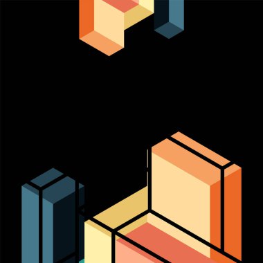 Soyut arkaplan. 3 boyutlu küp, küp elementler ve bloklar. Duvar kağıdı, afiş, arkaplan, iniş sayfası için tekno veya iş konsepti