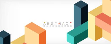 Soyut arkaplan. 3 boyutlu küp, küp elementler ve bloklar. Duvar kağıdı, afiş, arkaplan, iniş sayfası için tekno veya iş konsepti