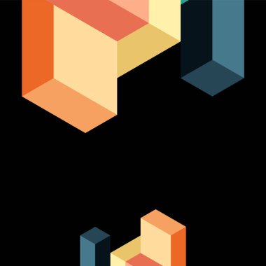 Soyut arkaplan. 3 boyutlu küp, küp elementler ve bloklar. Duvar kağıdı, afiş, arkaplan, iniş sayfası için tekno veya iş konsepti