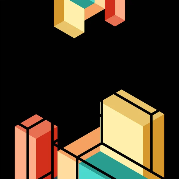 Abstracte achtergrond. 3d blokjes, kubieke elementen en blokken. Techno of business concept voor behang, banner, achtergrond, landing page — Stockvector