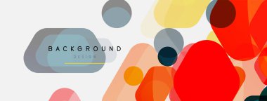 Beyaz üzerine renkli baloncuklar ve yuvarlak geometrik şekiller. Duvar kağıdı, pankart, arkaplan, iniş sayfası için vektör geometrik asgari özet arkaplan