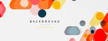 Beyaz üzerine renkli baloncuklar ve yuvarlak geometrik şekiller. Duvar kağıdı, pankart, arkaplan, iniş sayfası için vektör geometrik asgari özet arkaplan