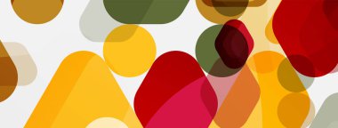 Beyaz üzerine renkli baloncuklar ve yuvarlak geometrik şekiller. Duvar kağıdı, pankart, arkaplan, iniş sayfası için vektör geometrik asgari özet arkaplan