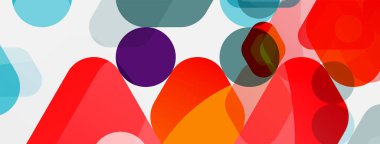 Beyaz üzerine renkli baloncuklar ve yuvarlak geometrik şekiller. Duvar kağıdı, pankart, arkaplan, iniş sayfası için vektör geometrik asgari özet arkaplan