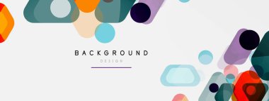 Beyaz üzerine renkli baloncuklar ve yuvarlak geometrik şekiller. Duvar kağıdı, pankart, arkaplan, iniş sayfası için vektör geometrik asgari özet arkaplan